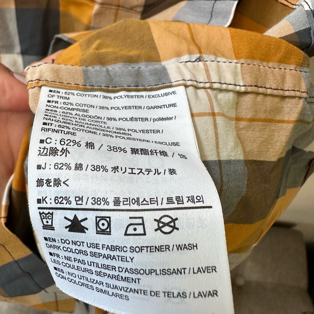 Arc'teryx Brohm Yellow Gray Plaid Button Up Short Sleeve Casual Shirt Size Small - Picture 6 of 10